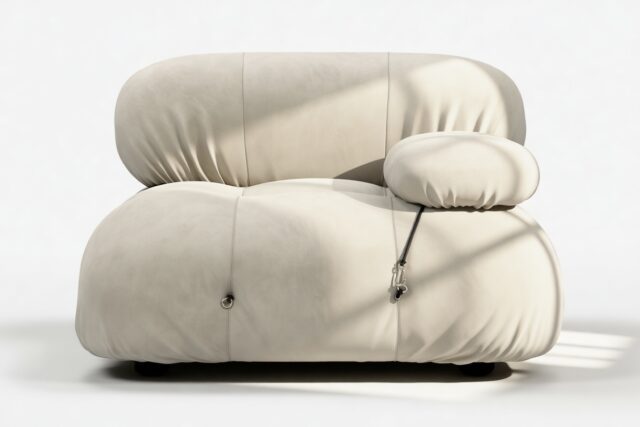 The Bellini – Eggshell Vegan Suede, Right Arm