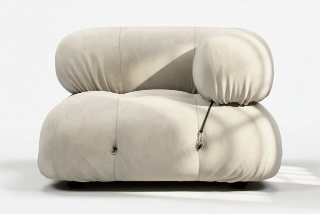 The Bellini – Eggshell Vegan Suede, Right Corner