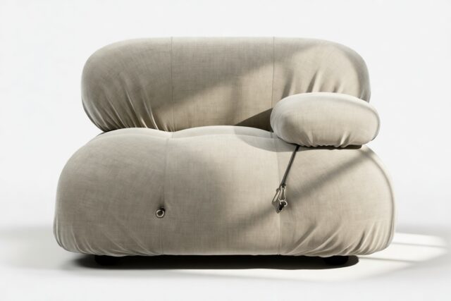 The Bellini – Beige Gray Chenille, Right Arm