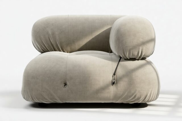 The Bellini – Beige Gray Chenille, Right Corner