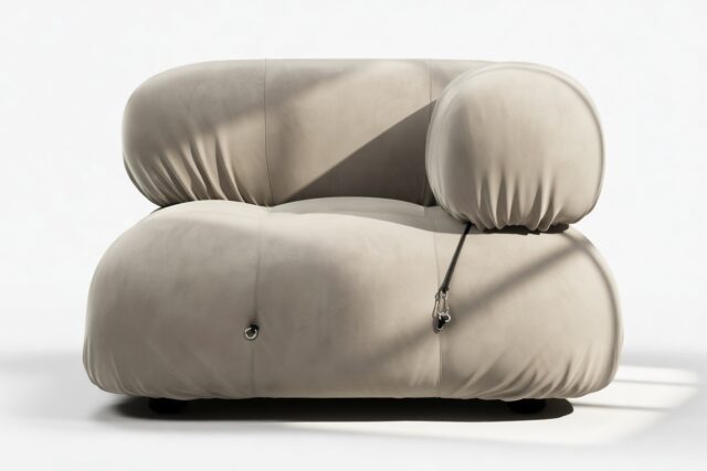 The Bellini – Greige Velvet, Right Corner