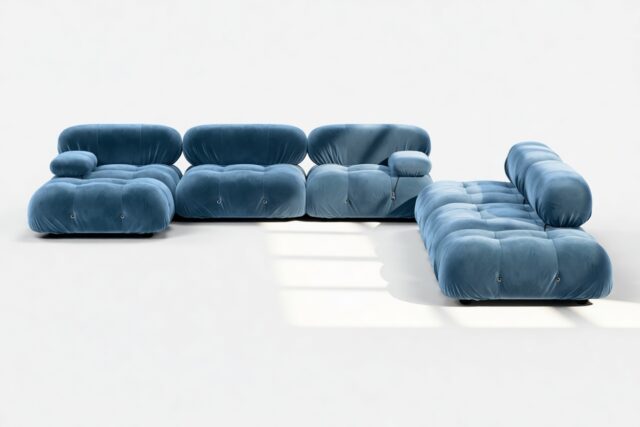 The Bellini – Aegean Blue Velvet, Sectional (Large Right Corner)