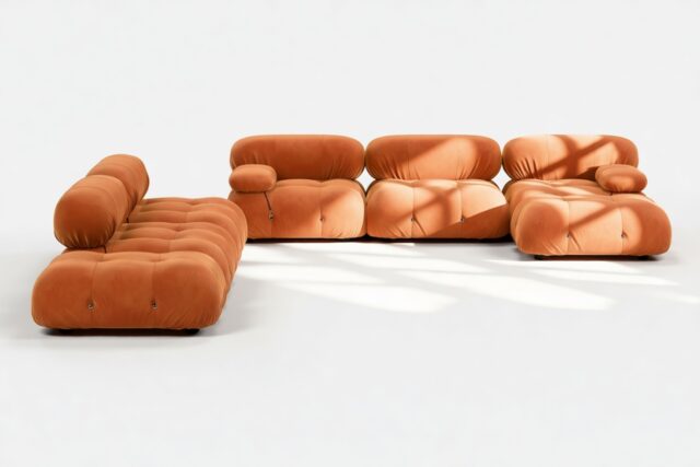 The Bellini – Apricot Velvet, Sectional (Large Left Corner)