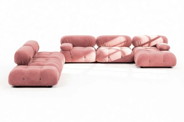 The Bellini – Blush Pink Velvet, Sectional (Large Left Corner)