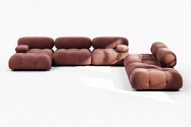 The Bellini – Maroon Velvet, Sectional (Large Right Corner)