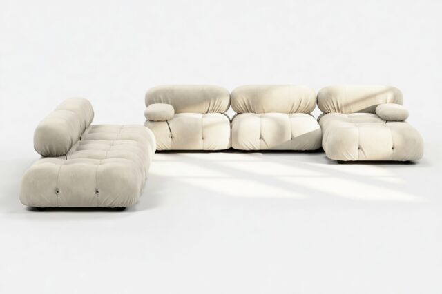 The Bellini – Eggshell Vegan Suede, Sectional (Large Left Corner)