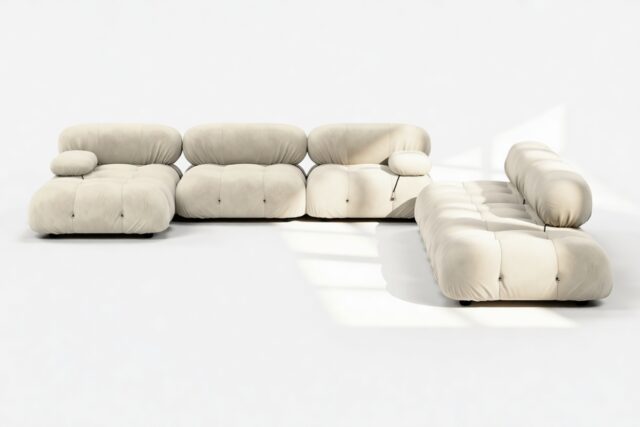 The Bellini – Eggshell Vegan Suede, Sectional (Large Right Corner)