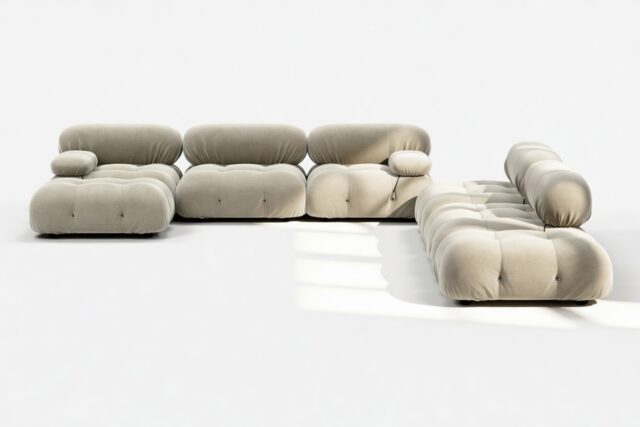 The Bellini – Beige Gray Chenille, Sectional (Large Right Corner)