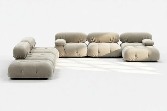 The Bellini – Beige Gray Chenille, Sectional (Large Left Corner)