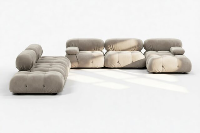 The Bellini – Greige Velvet, Sectional (Large Left Corner)