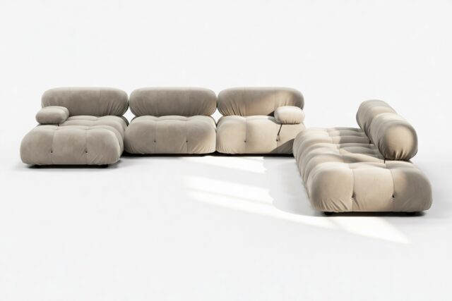 The Bellini – Greige Velvet, Sectional (Large Right Corner)