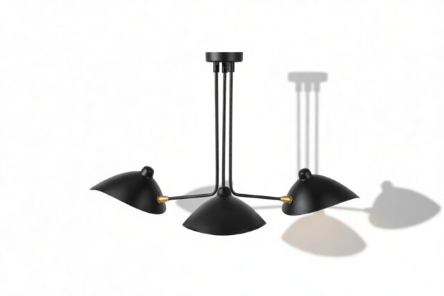 The Mouille – Black, 3 Arm Small Ceiling Lamp