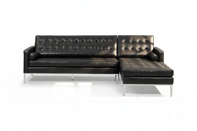 The Florence – Vintage Black Vegan Leather, Three Seater Sofa