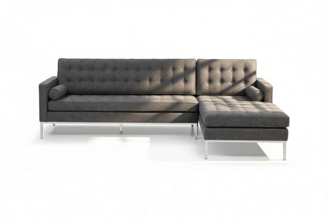The Florence – Dark Gray Wool, Three Seater Sofa