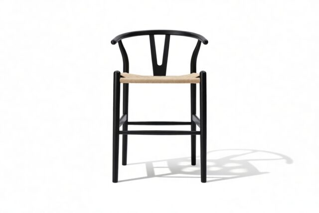 The Wish – Black with Natural Seat, Counter Stool