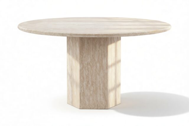 The Viola – Travertine, 55in Round Dining Table