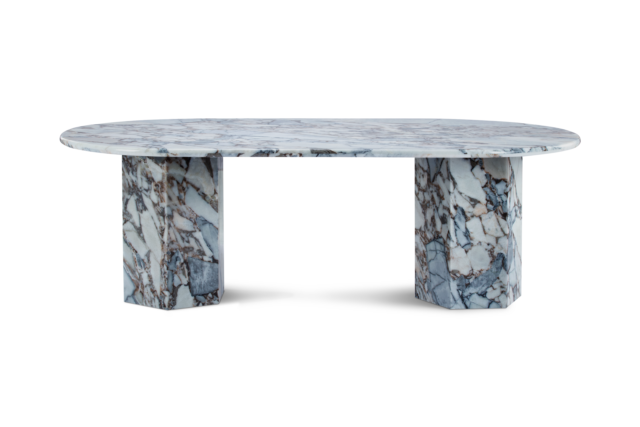 The Viola – Modellato Marble, 98in Oval Dining Table