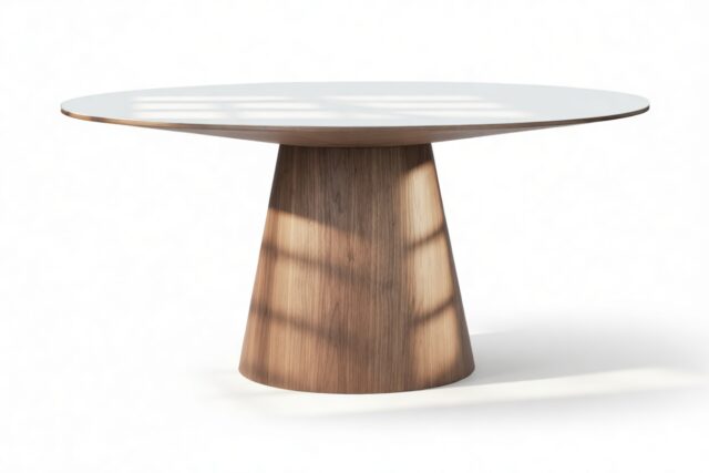 The Cellier – White and Walnut, 63in Round