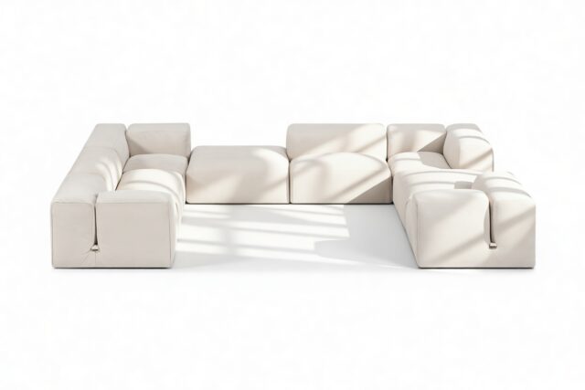 The Le Mura – Eggshell Vegan Suede, Eight Seater (Left)