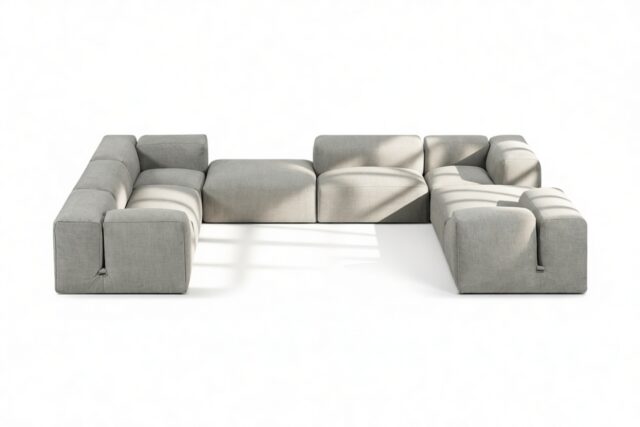 The Le Mura – Soft Gray Brushed Weave, Eight Seater (Left)