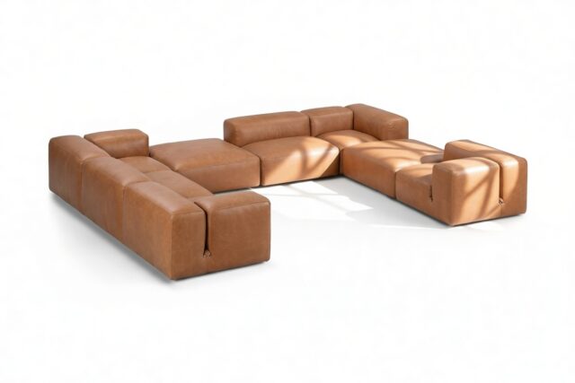 The Le Mura – Tan Vegan Leather, Eight Seater (Left)