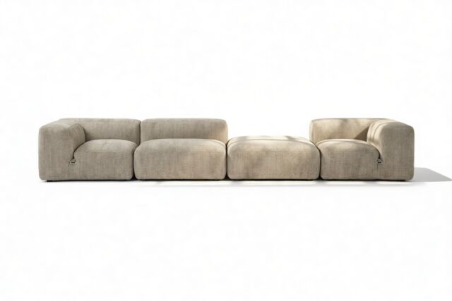 The Le Mura – Beige Gray Chenille, Four Seater (Right)