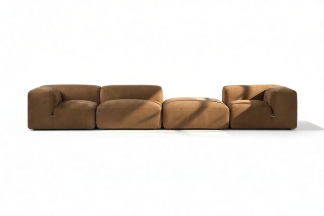 The Le Mura – Brown Vegan Suede, Four Seater (Right)