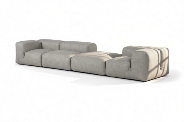 The Le Mura – Soft Gray Brushed Weave, Four Seater (Right)