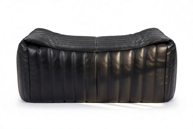 The Sandra – Black Vegan Leather, Ottoman