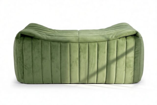 The Sandra – Olive Green Velvet, Ottoman