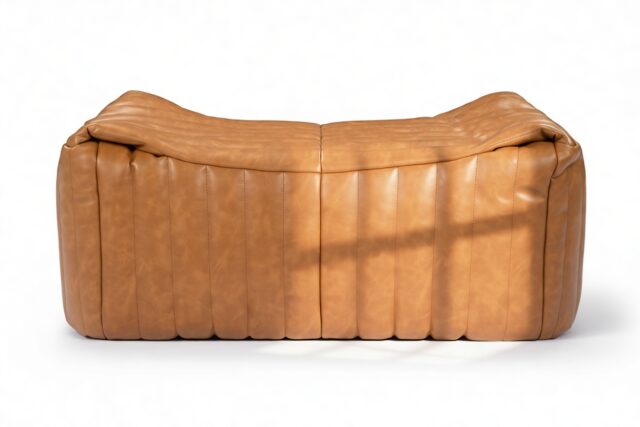 The Sandra – Tan Vegan Leather, Ottoman