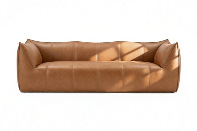 The Bambole – Chestnut Vegan Leather, Three Seater Sofa