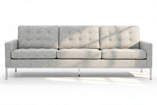 The Florence – Light Gray Wool, Three Seater