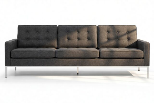 The Florence – Dark Gray Wool, Three Seater