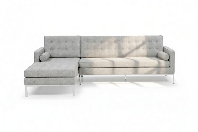 The Florence – Light Gray Wool, Left Chaise
