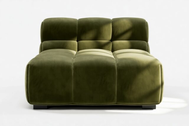 The Tufty – Thyme Luxe Velvet, Armless Chaise