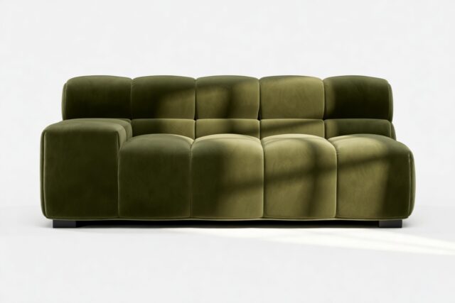 The Tufty – Thyme Luxe Velvet, Extra Large Armrest (Left)