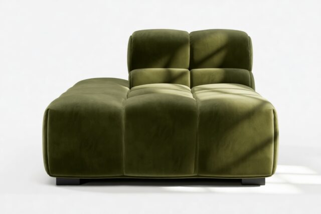 The Tufty – Thyme Luxe Velvet, Armless Chaise (Left)