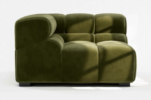 The Tufty – Thyme Luxe Velvet, Corner (Left)