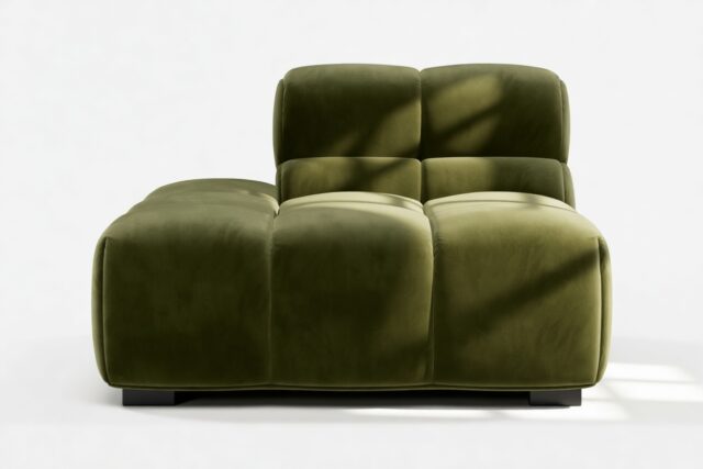 The Tufty – Thyme Luxe Velvet, End Armless (Left)