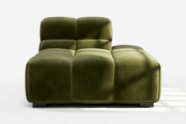 The Tufty – Thyme Luxe Velvet, Armless Chaise (Right)