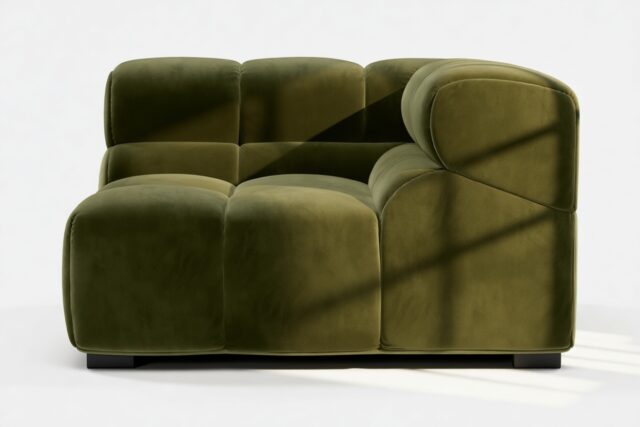 The Tufty – Thyme Luxe Velvet, Corner (Right)