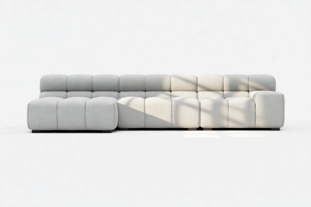 The Tufty – Light Gray Wool, Small Chaise (Left) – Sectional