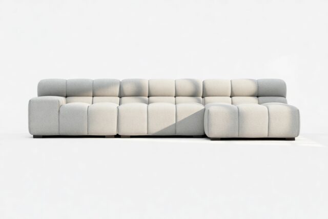 The Tufty – Light Gray Wool, Small Chaise (Right) – Sectional