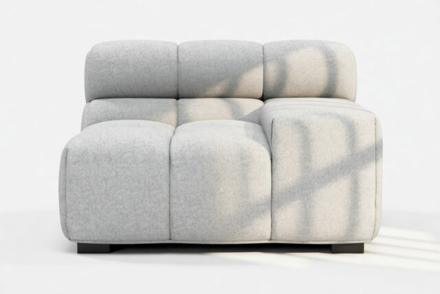 The Tufty – Light Gray Wool, Armrest (Right)