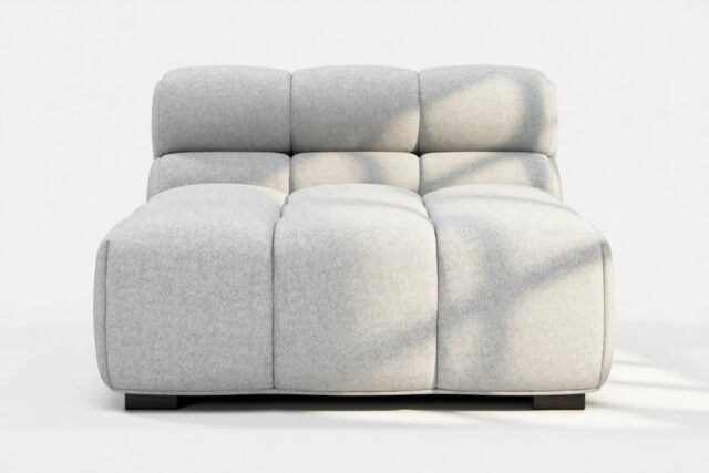 The Tufty – Light Gray Wool, Armless Chaise