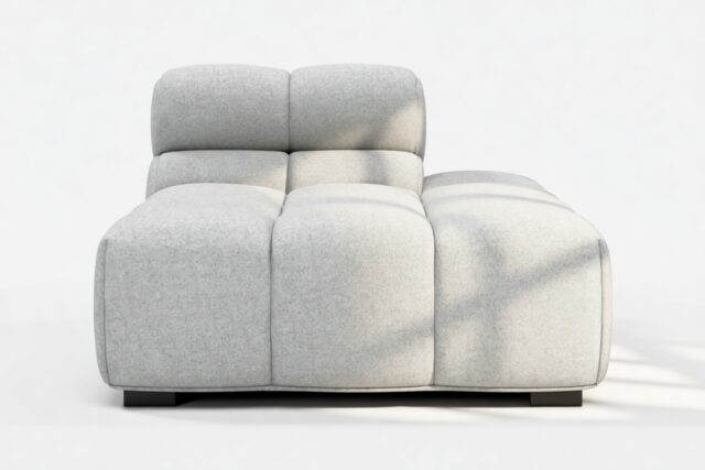 The Tufty – Light Gray Wool, Armless Chaise (Right)