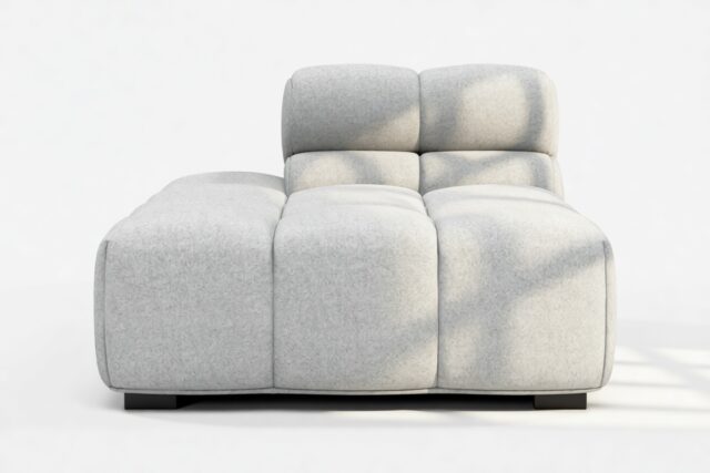 The Tufty – Light Gray Wool, Armless Chaise (Left)