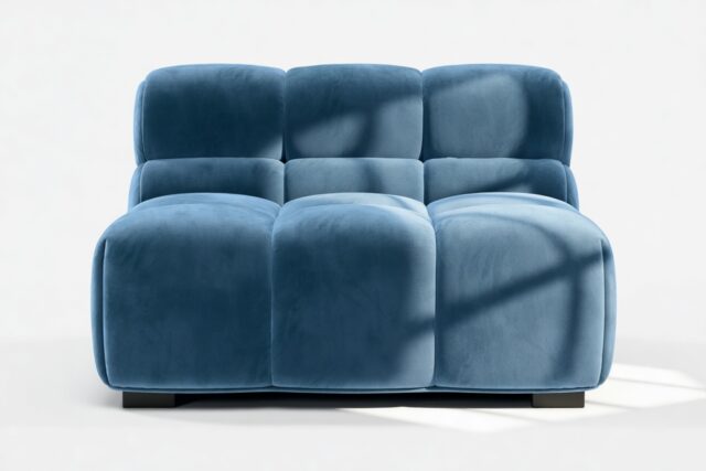 The Tufty – Aegean Blue Velvet, Armless Module