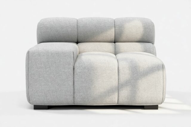 The Tufty – Light Gray Wool, Armrest (Left)